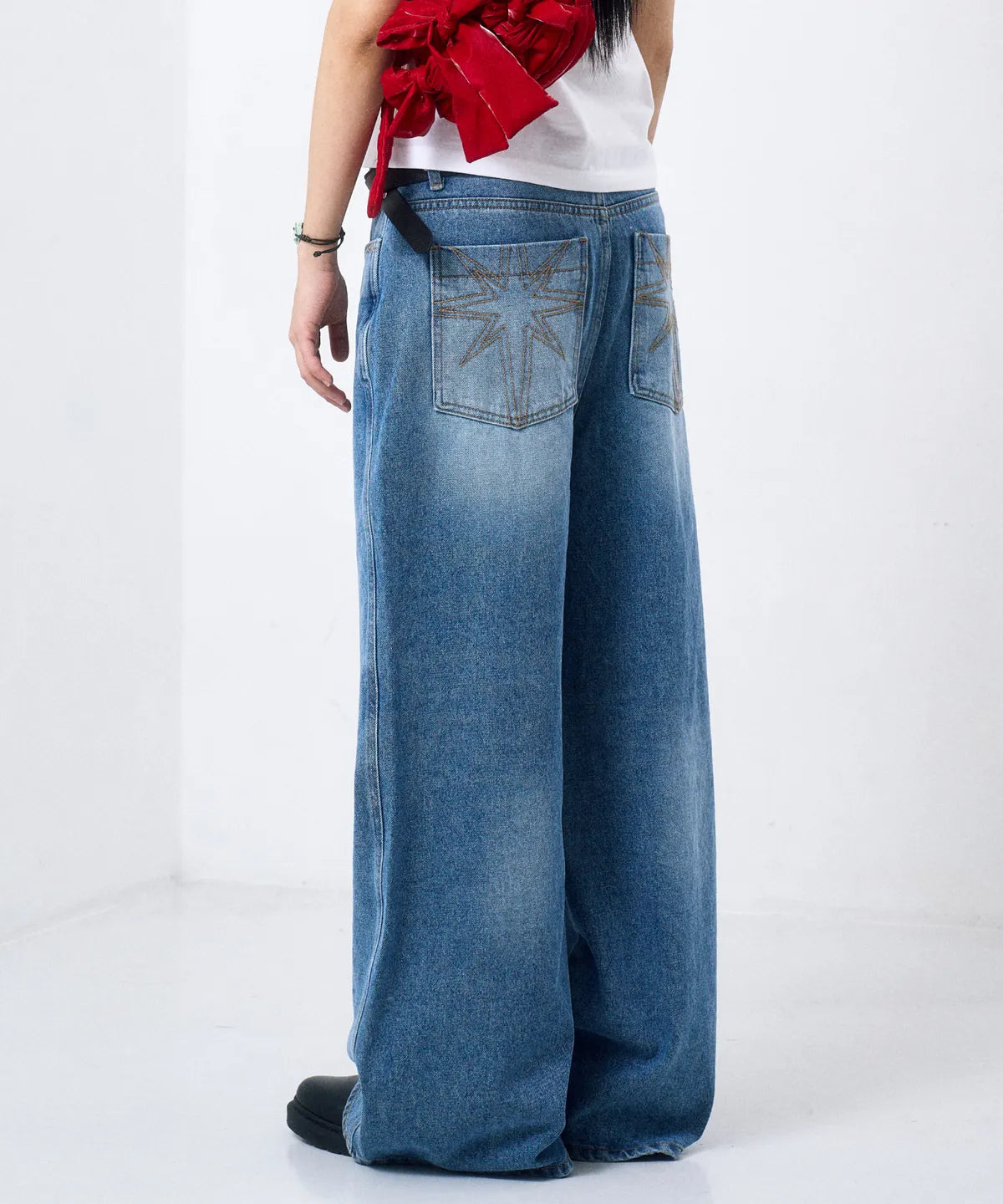 Needlework Denim Pants (Blue)
