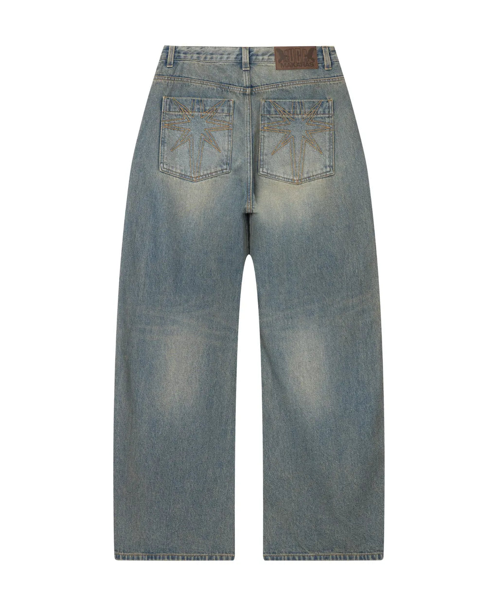 Needlework Denim Pants (Sand Blue)