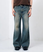 Needlework Denim Pants (Sand Blue)