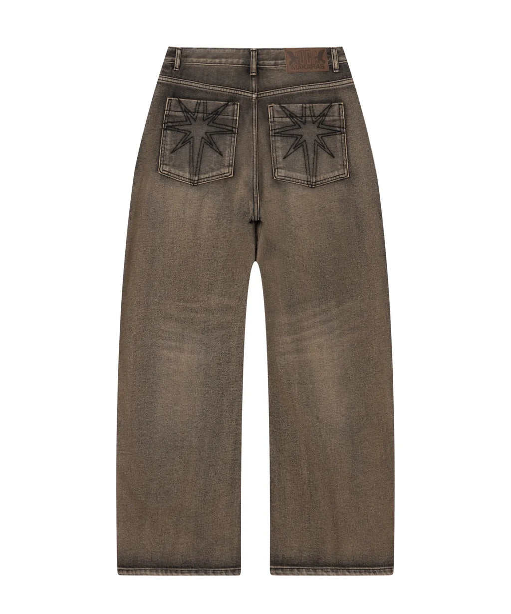 Needlework Denim Pants (Sand Black)