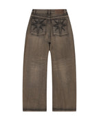 Needlework Denim Pants (Sand Black)