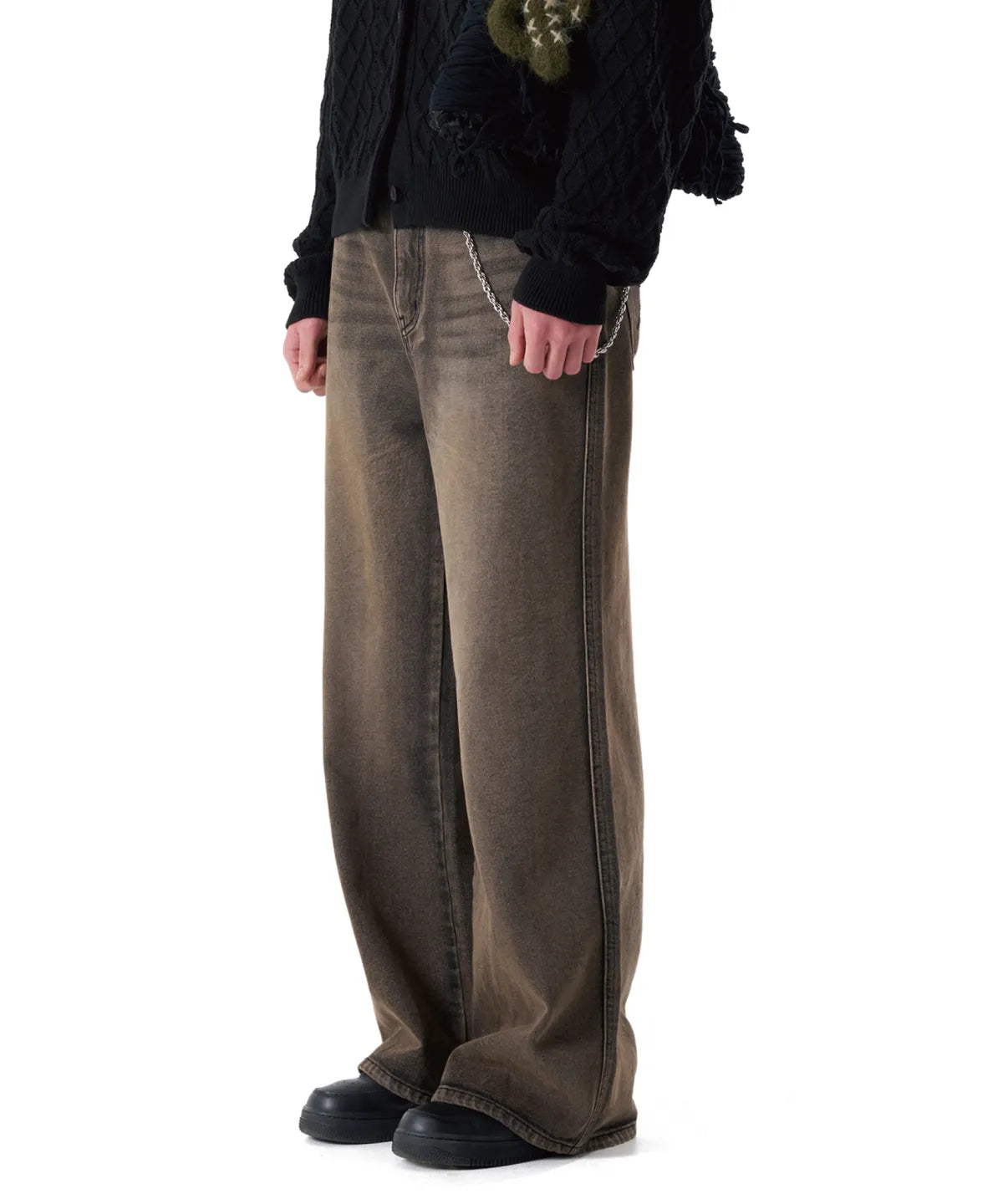 Needlework Denim Pants (Sand Black)