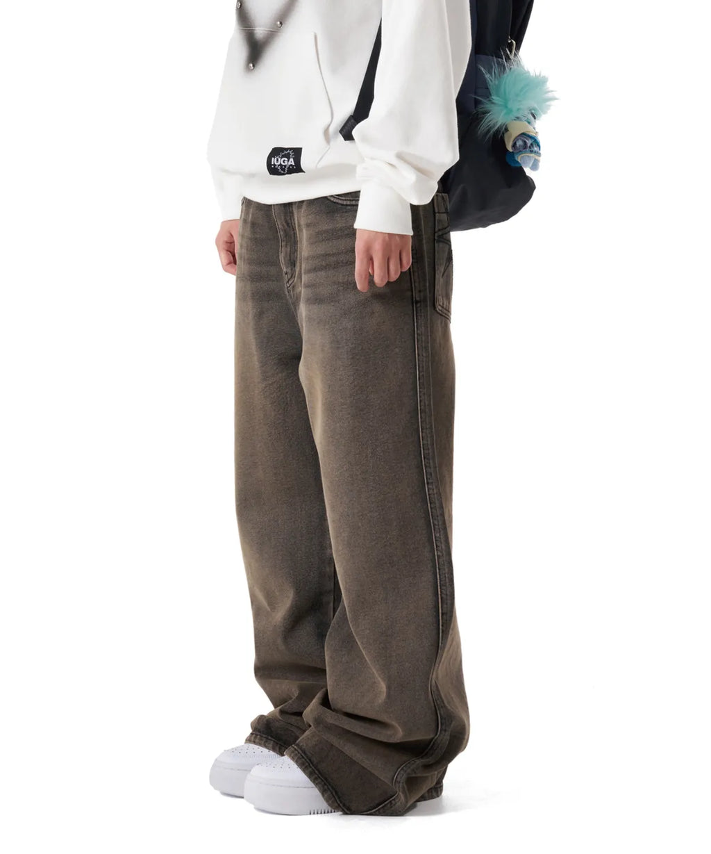 Needlework Denim Pants (Sand Black)