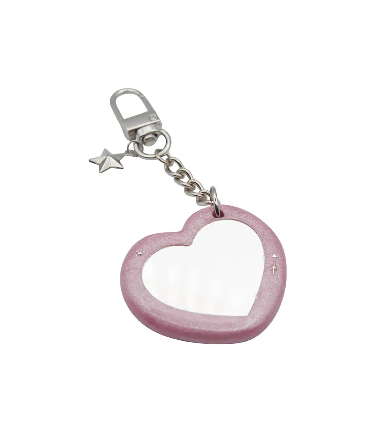 NFF Heart Star Mirror Key Ring-pink pearl