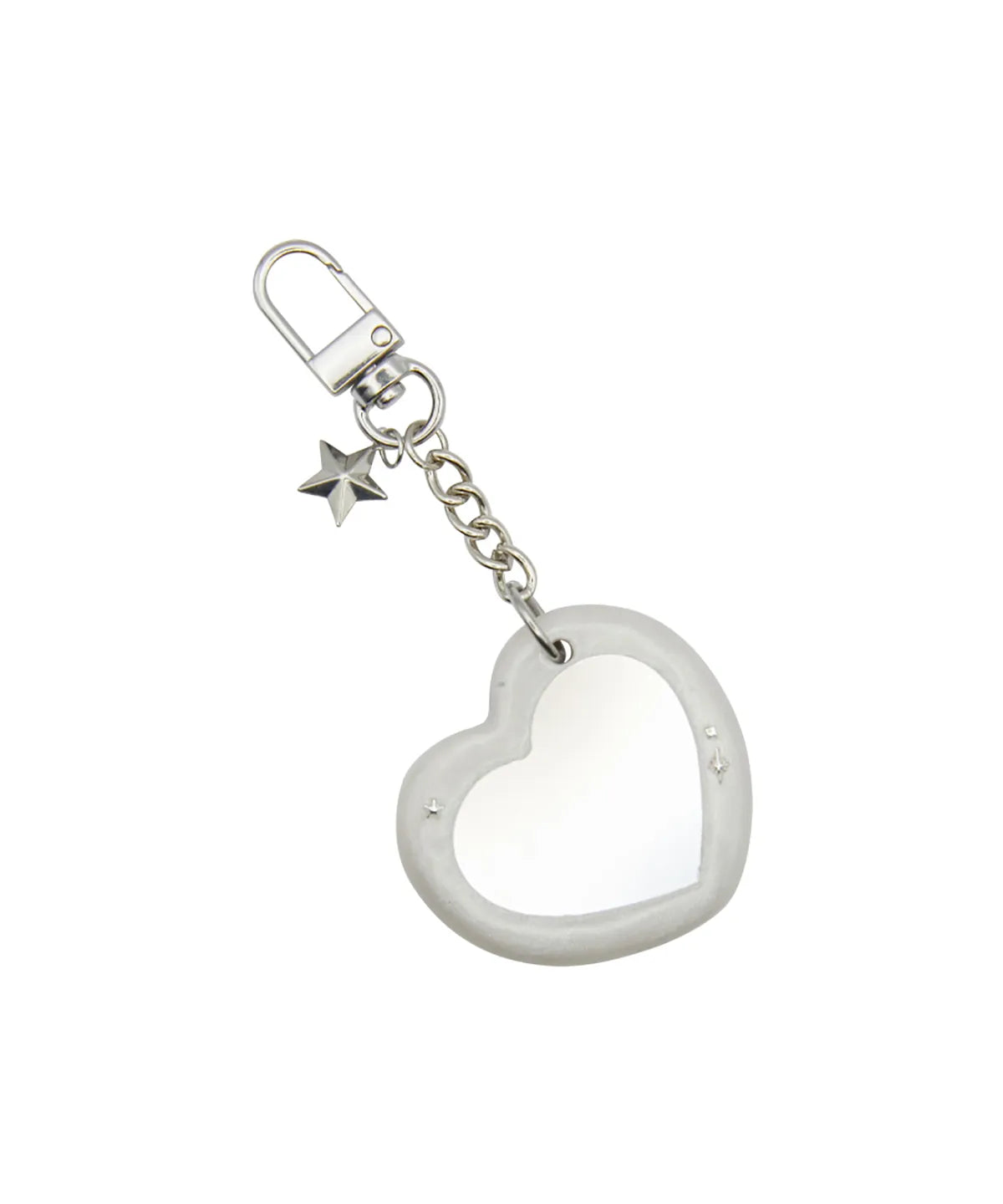 NFF Heart Star Mirror Key Ring-white pearl