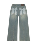 Ribbon Denim Pants (Sand Blue)