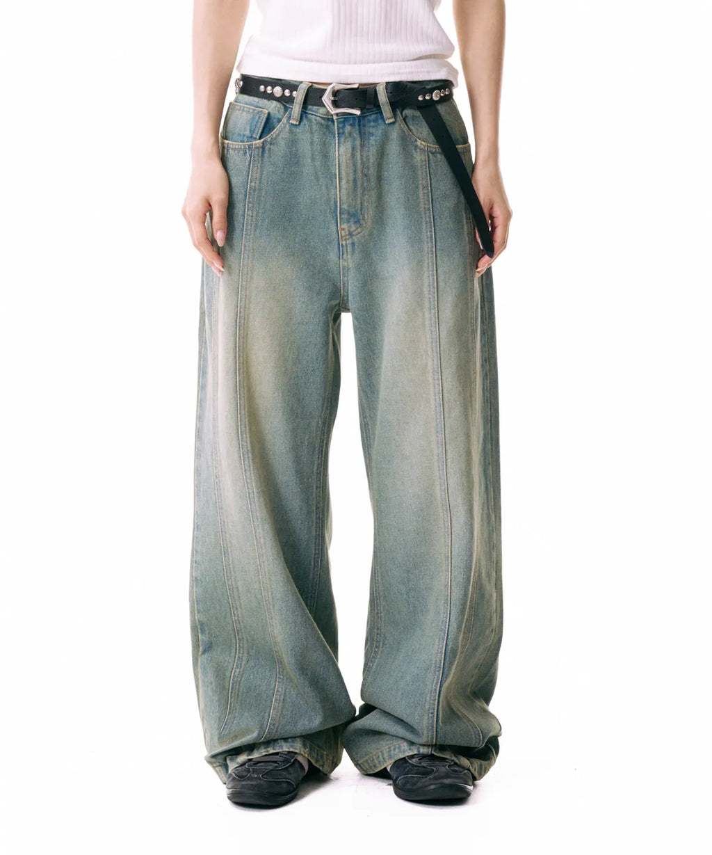 Ribbon Denim Pants (Sand Blue)