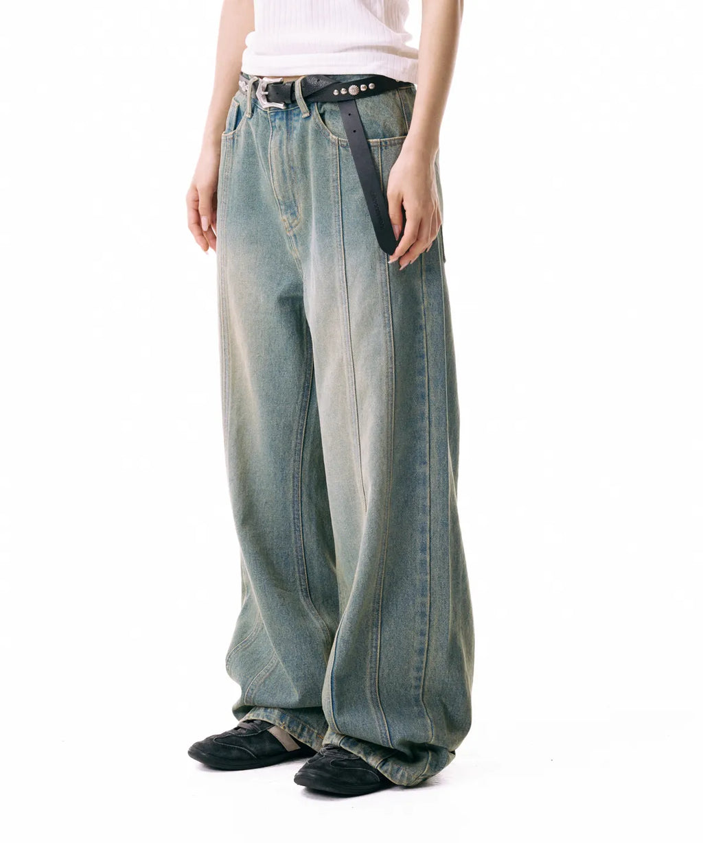 Ribbon Denim Pants (Sand Blue)