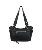 Laced Ribbon Leather Shoulder Bag (Black)