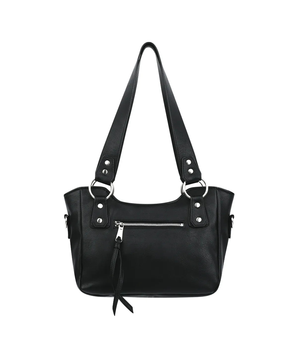 Laced Ribbon Leather Shoulder Bag (Black)