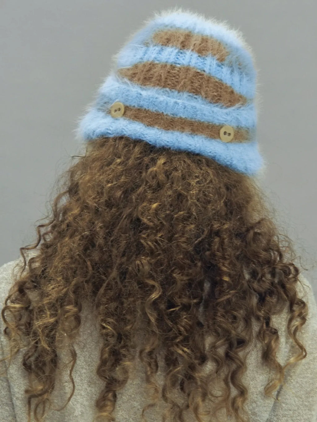 2WAY EAR FLAP BEANIE STRIPE BLUE MIX