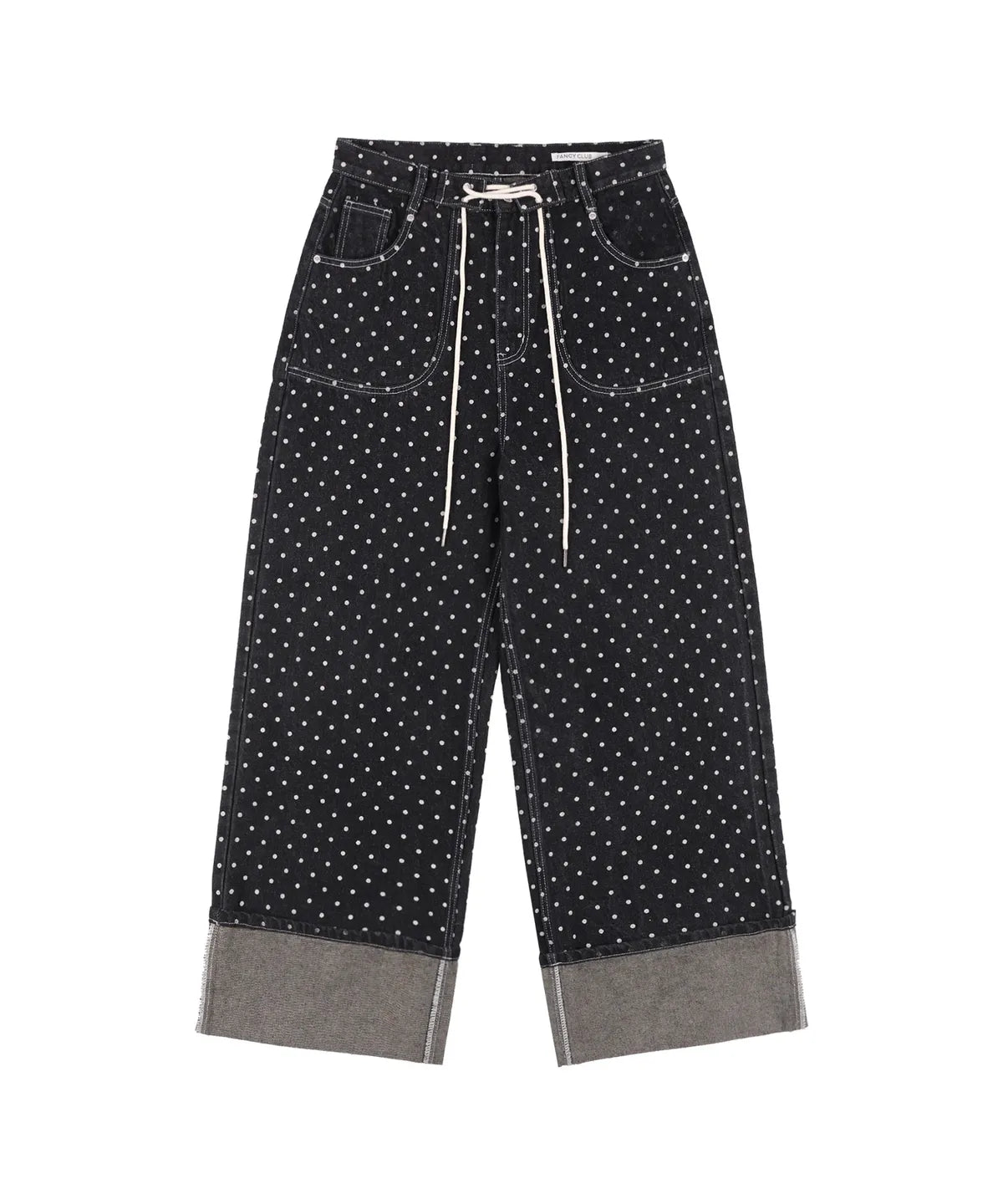 NASTY FANCY CLUB STRING DOT ROLL-UP PANTS / BLACK