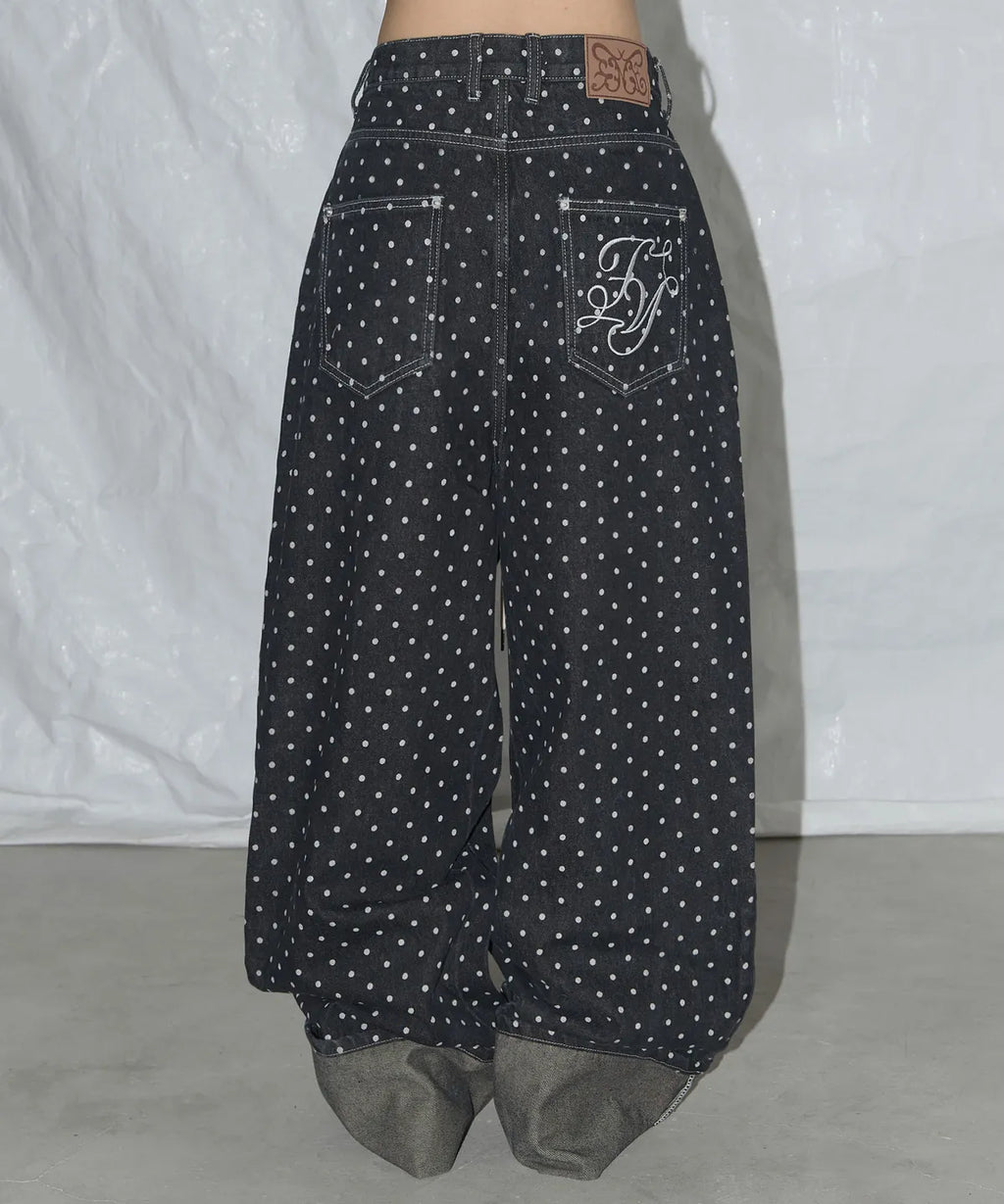 NASTY FANCY CLUB STRING DOT ROLL-UP PANTS / BLACK