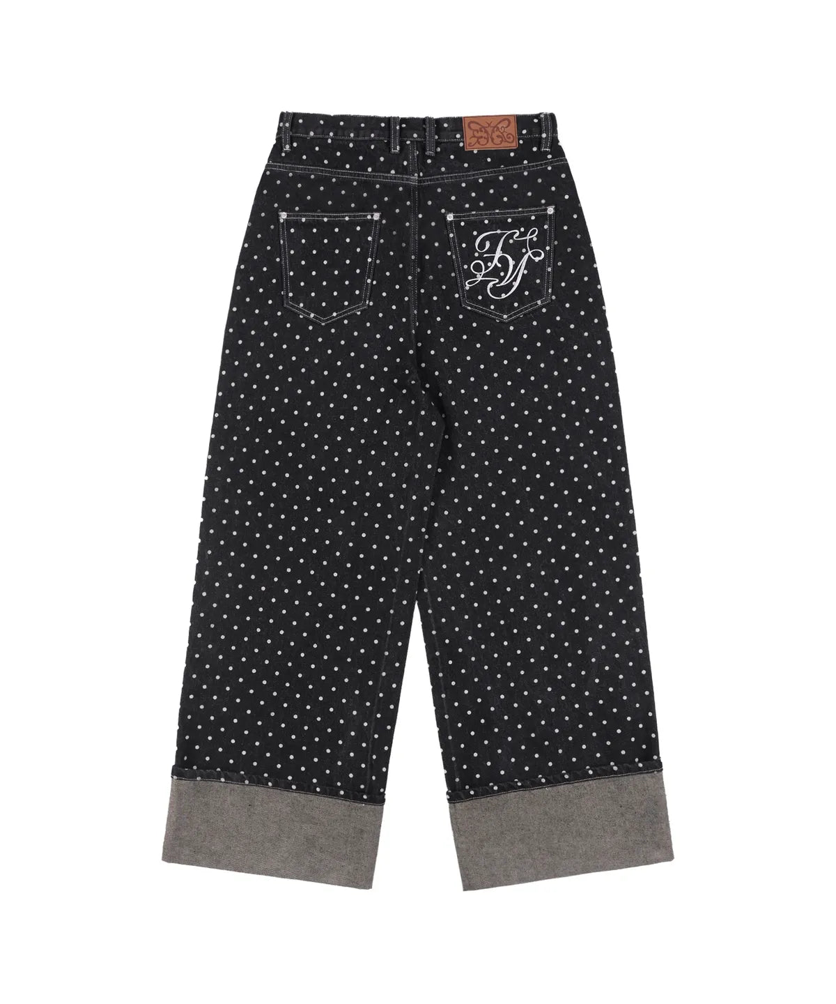 NASTY FANCY CLUB STRING DOT ROLL-UP PANTS / BLACK