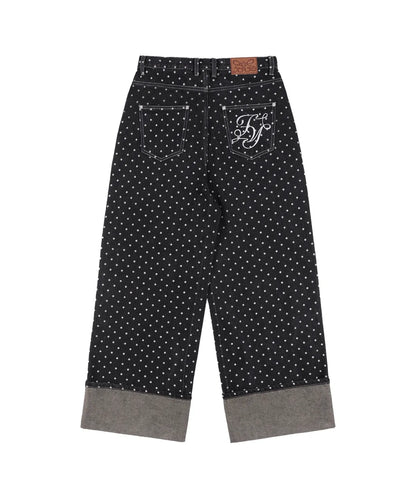 NASTY FANCY CLUB STRING DOT ROLL-UP PANTS / BLACK