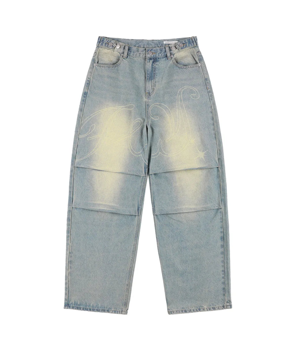 NASTY FANCY CLUB ANGEL VINTAGE WASHING PINTUCK PANTS / BLUE