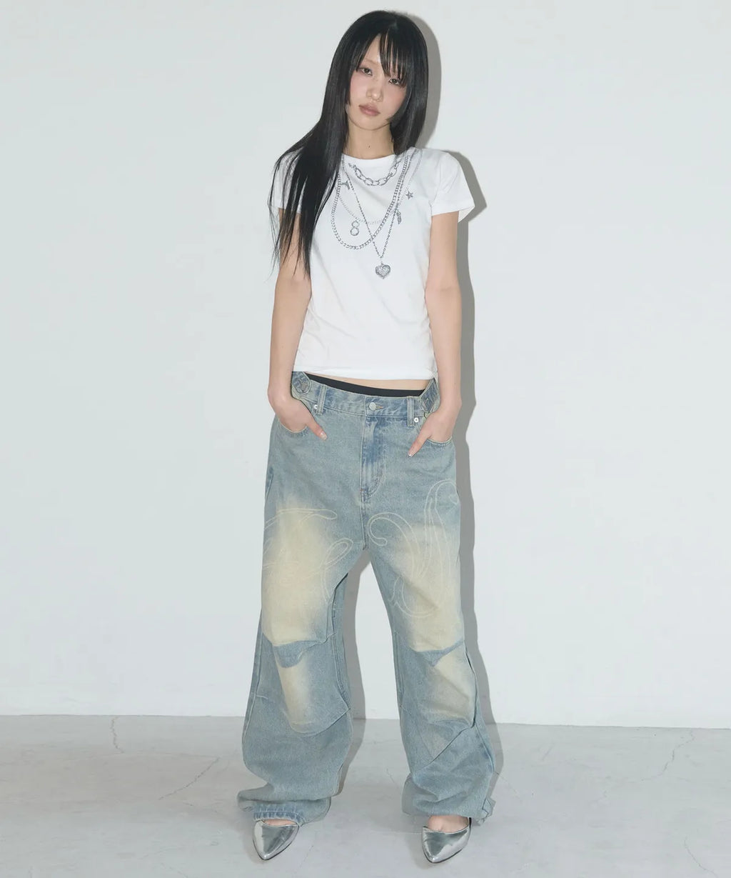 NASTY FANCY CLUB ANGEL VINTAGE WASHING PINTUCK PANTS / BLUE