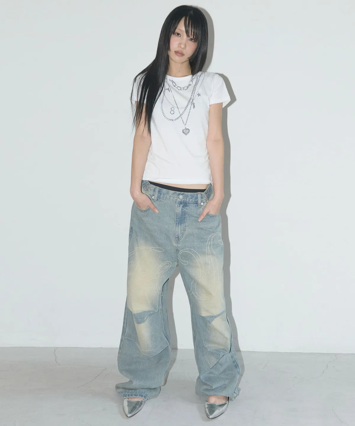 NASTY FANCY CLUB ANGEL VINTAGE WASHING PINTUCK PANTS / BLUE