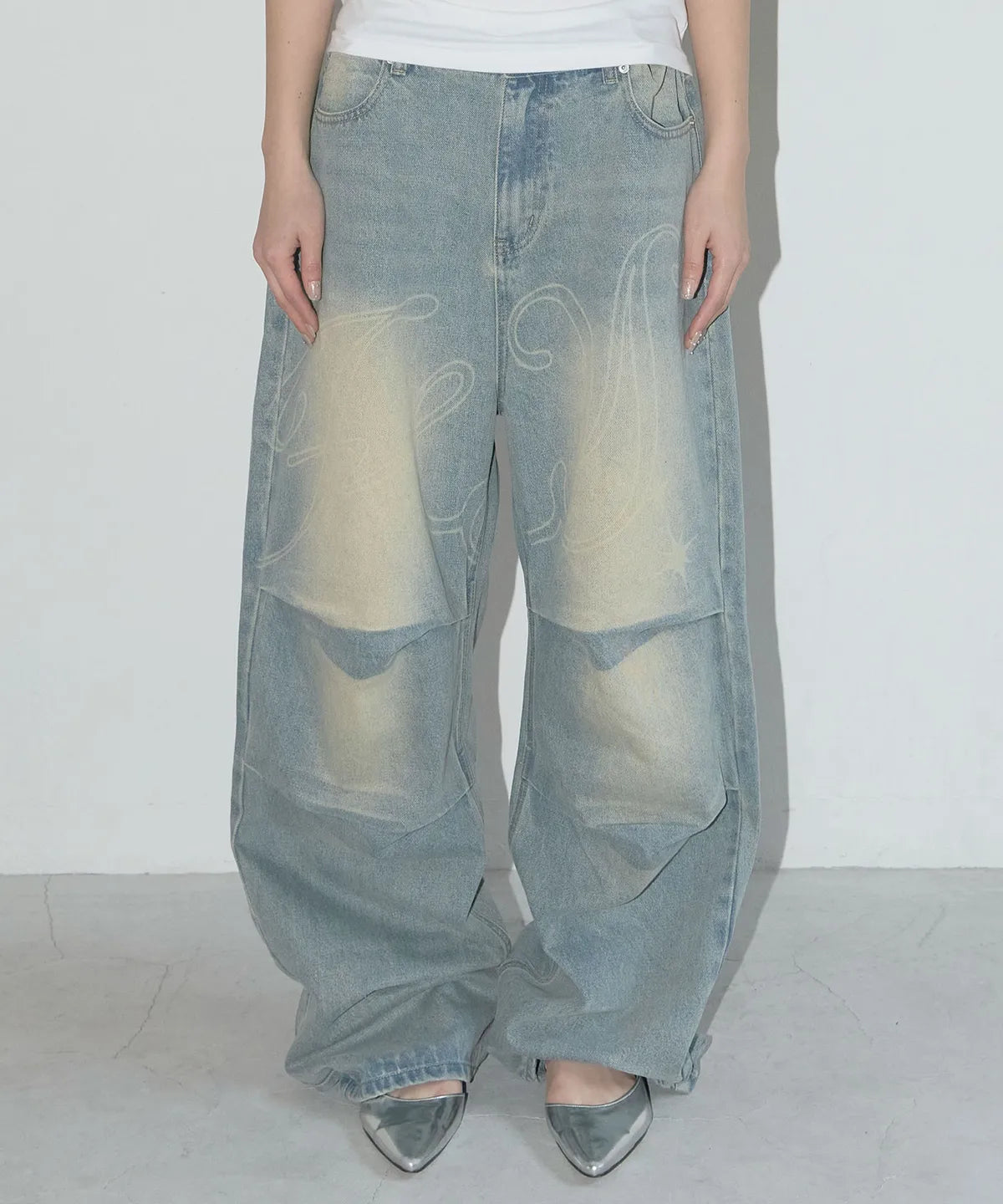 NASTY FANCY CLUB ANGEL VINTAGE WASHING PINTUCK PANTS / BLUE