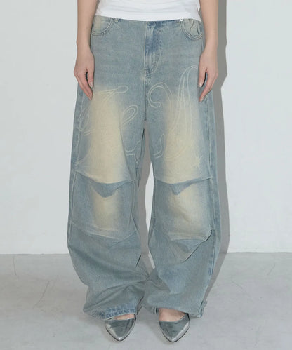 NASTY FANCY CLUB ANGEL VINTAGE WASHING PINTUCK PANTS / BLUE