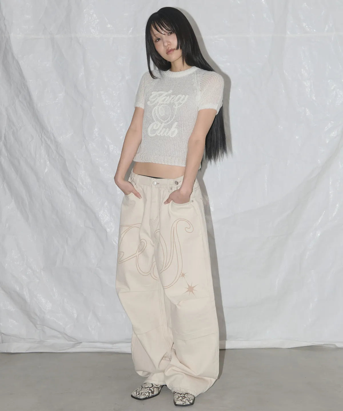 NASTY FANCY CLUB ANGEL VINTAGE WASHING PINTUCK PANTS / IVORY