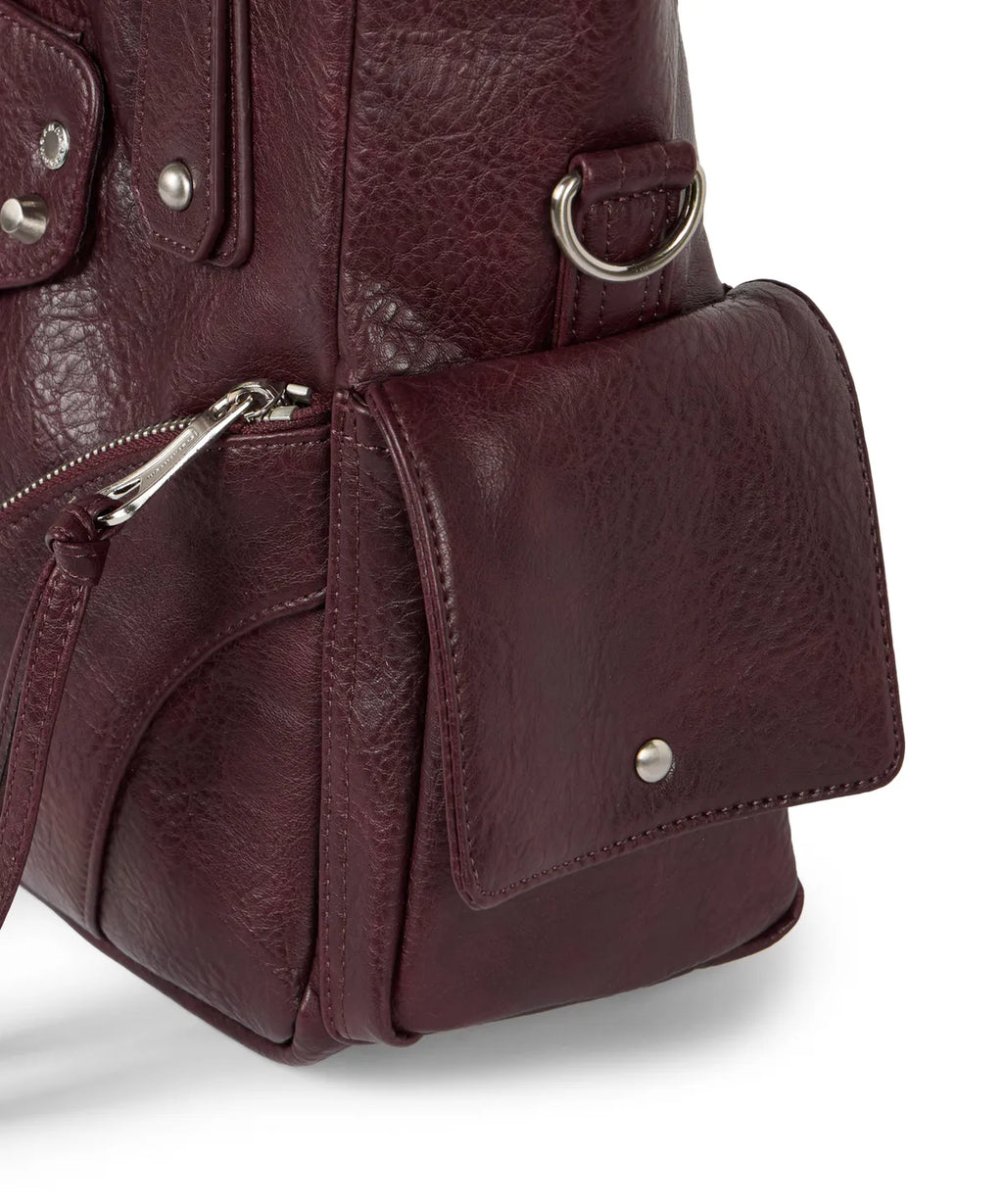 IUGA STUDDED LEATHER SHOULDER BAG / BURGUNDY