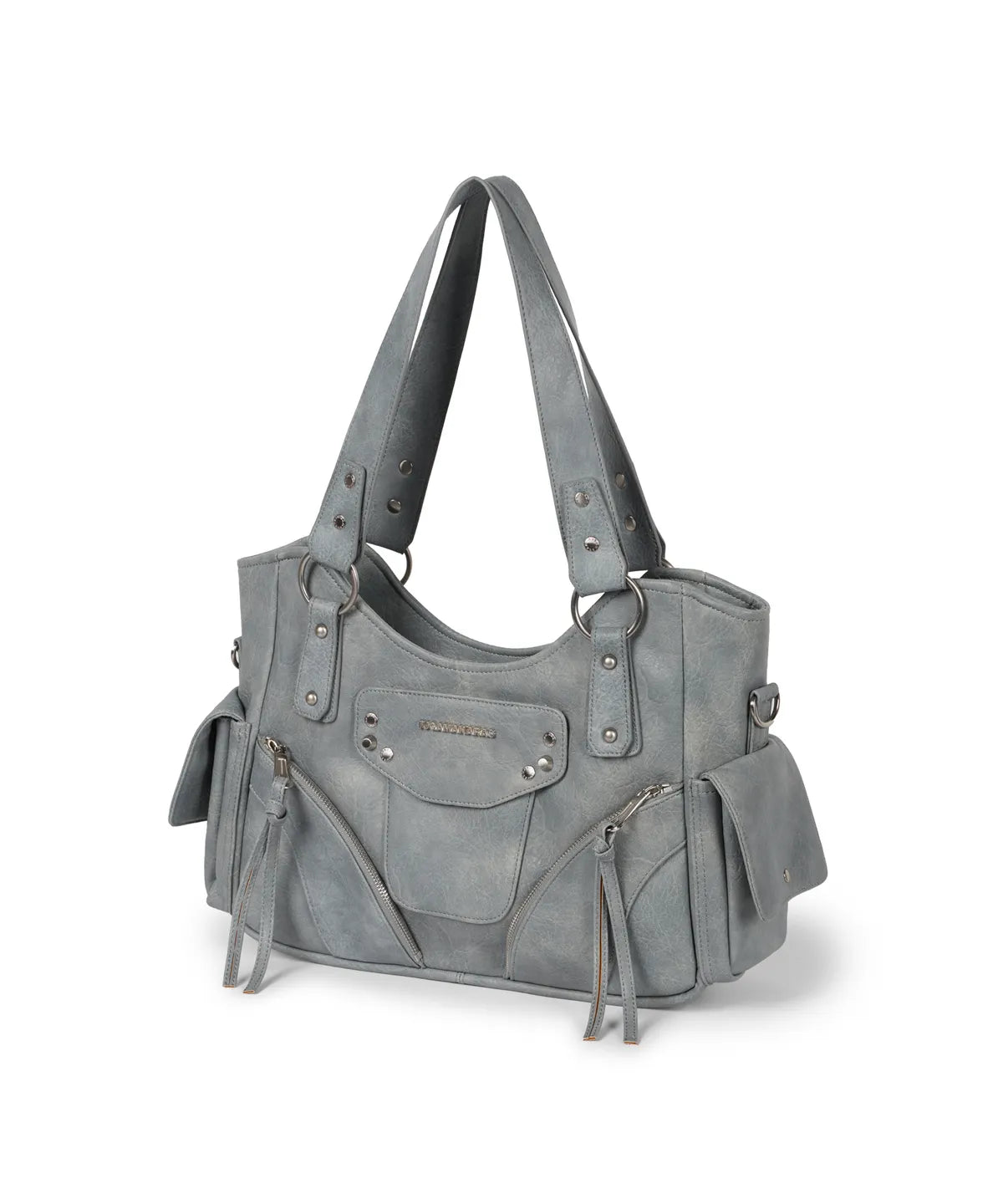 IUGA STUDDED LEATHER SHOULDER BAG / SKY BLUE