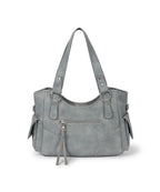 IUGA STUDDED LEATHER SHOULDER BAG / SKY BLUE