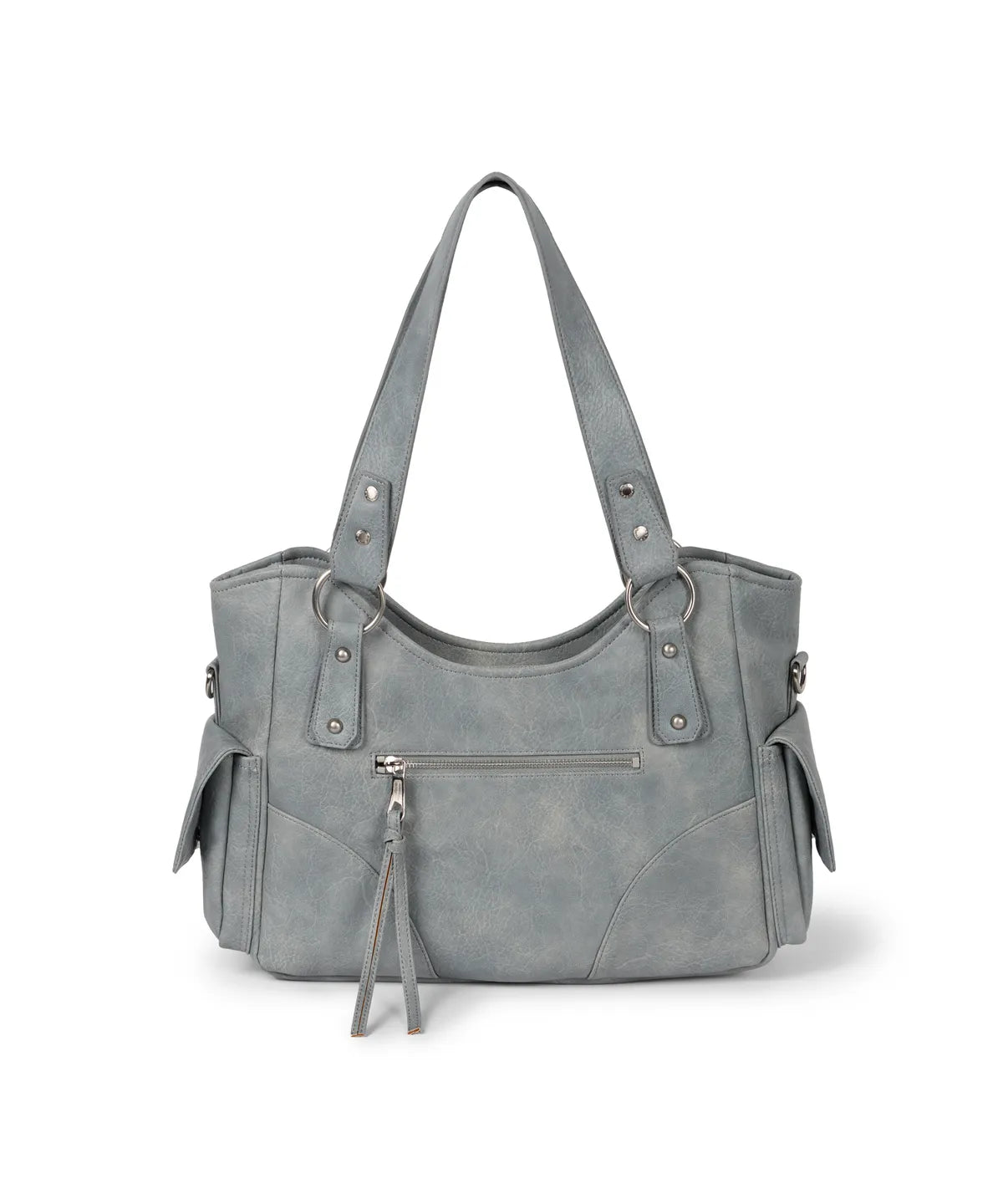 IUGA STUDDED LEATHER SHOULDER BAG / SKY BLUE