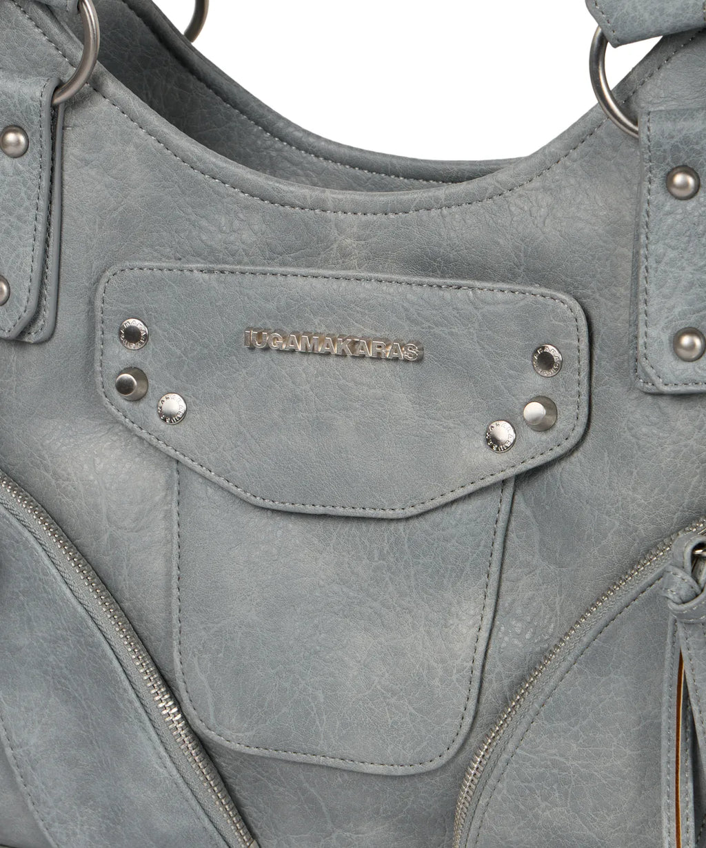 IUGA STUDDED LEATHER SHOULDER BAG / SKY BLUE