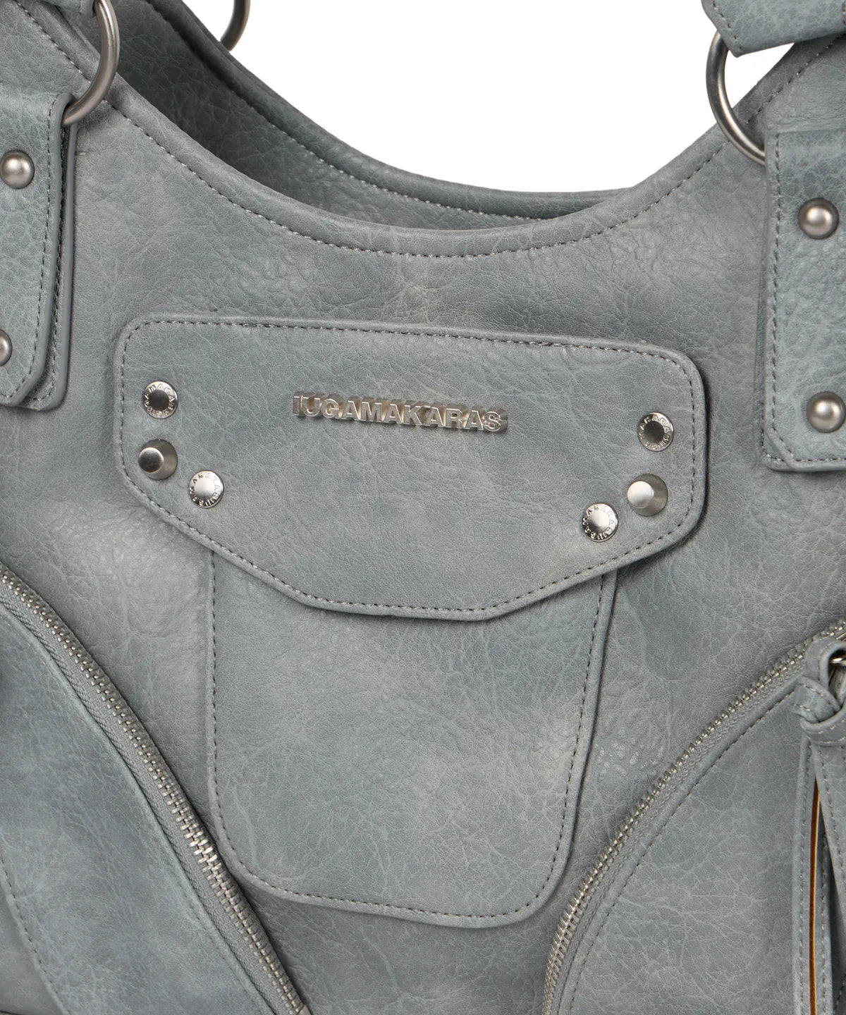 IUGA STUDDED LEATHER SHOULDER BAG / SKY BLUE