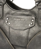 IUGA STUDDED LEATHER SHOULDER BAG / SILVER