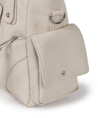 IUGA STUDDED LEATHER SHOULDER BAG / CREAMY