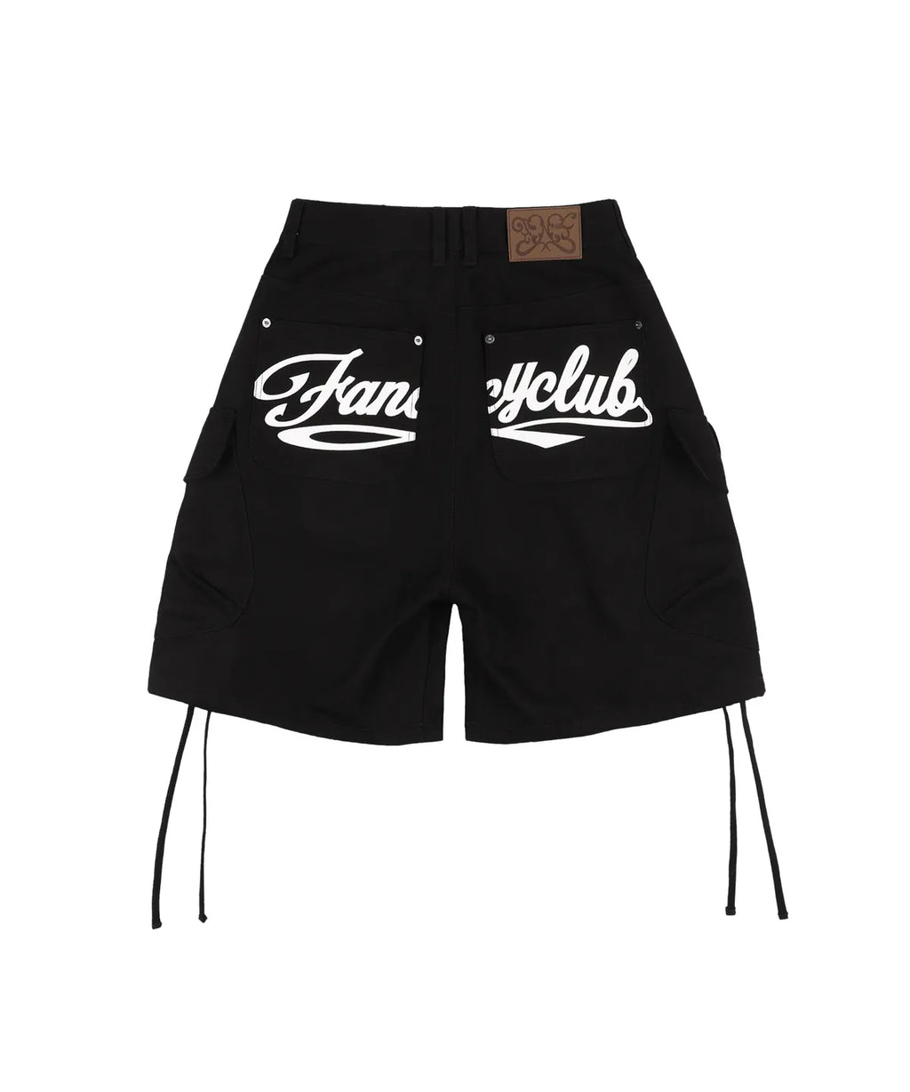 NASTY FANCY CLUB CARGO LETTERING BERMUDA PANTS / BLACK