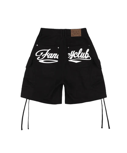 NASTY FANCY CLUB CARGO LETTERING BERMUDA PANTS / BLACK