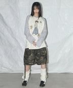 NASTY FANCY CLUB CARGO LETTERING BERMUDA PANTS / KHAKI CAMO