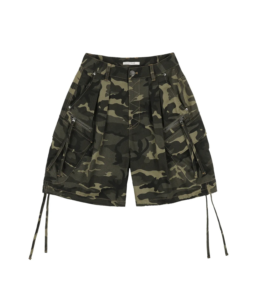 NASTY FANCY CLUB CARGO LETTERING BERMUDA PANTS / KHAKI CAMO
