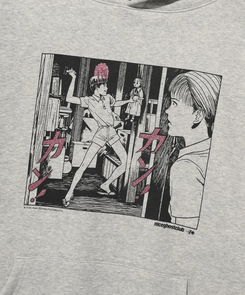 niceghostclub JUNJI ITO MANIAC SOUICHI GLITTER HOODIE [GREY]