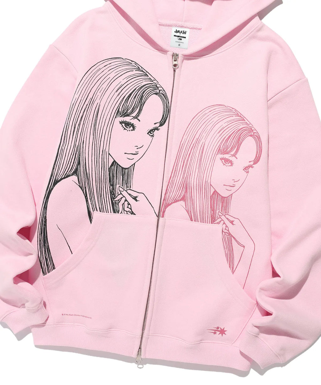 niceghostclub JUNJI ITO MANIAC TOMIE GLITTER HOODIE ZIP UP [PINK]