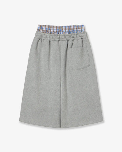 TRUNK LAYERED SWEATSHORTS [MELANGE GREY]