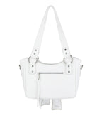 Laced Ribbon Leather Shoulder Bag (White)