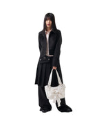 Laced Ribbon Leather Shoulder Bag (White)