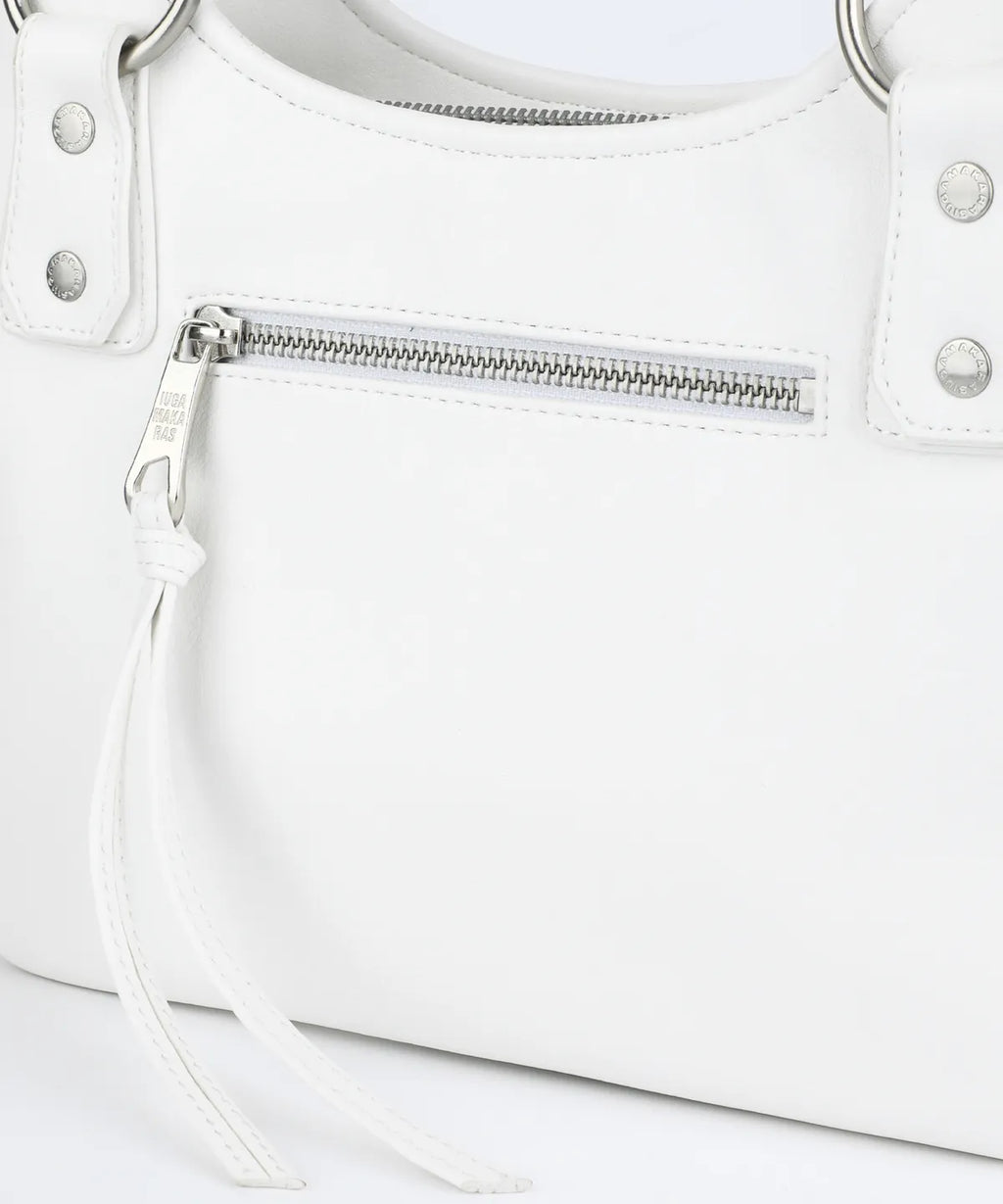 Laced Ribbon Leather Shoulder Bag (White)
