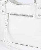 Laced Ribbon Leather Shoulder Bag (White)