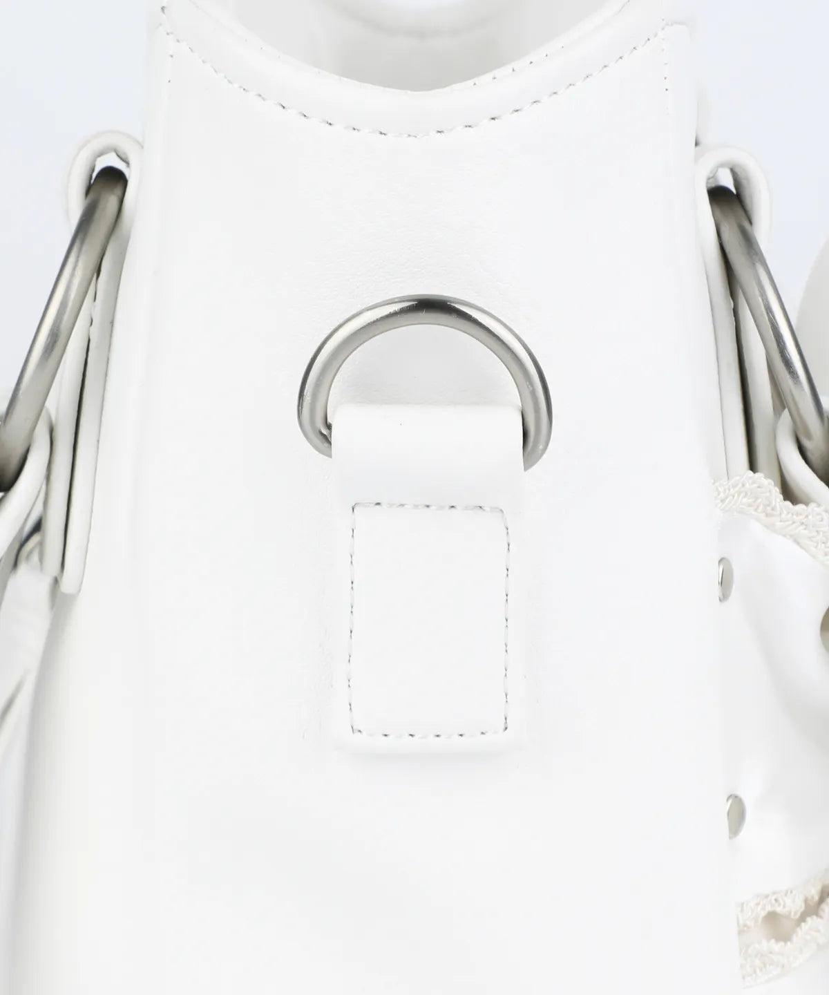 Laced Ribbon Leather Shoulder Bag (White)