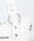 Laced Ribbon Leather Shoulder Bag (White)