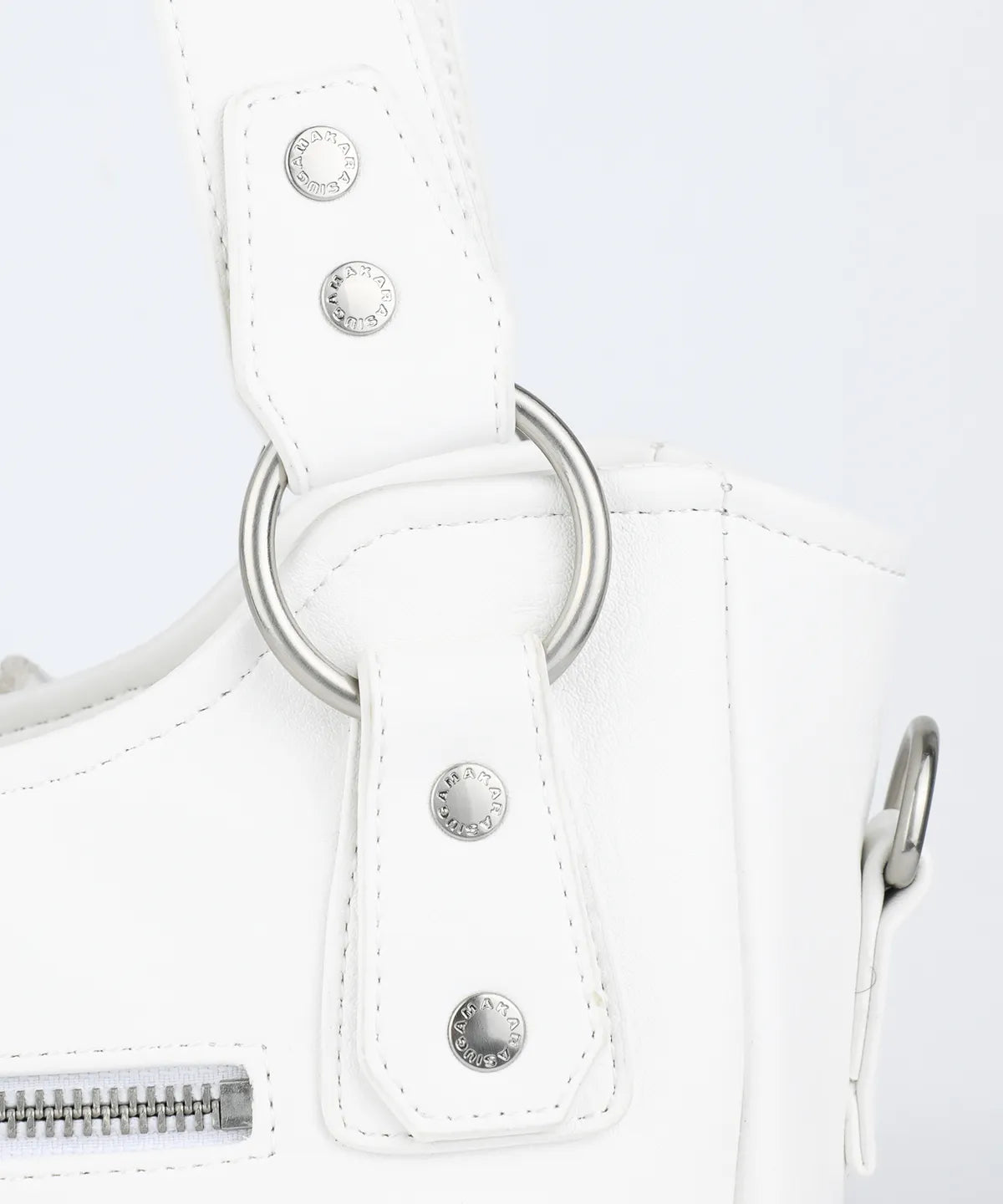 Laced Ribbon Leather Shoulder Bag (White)