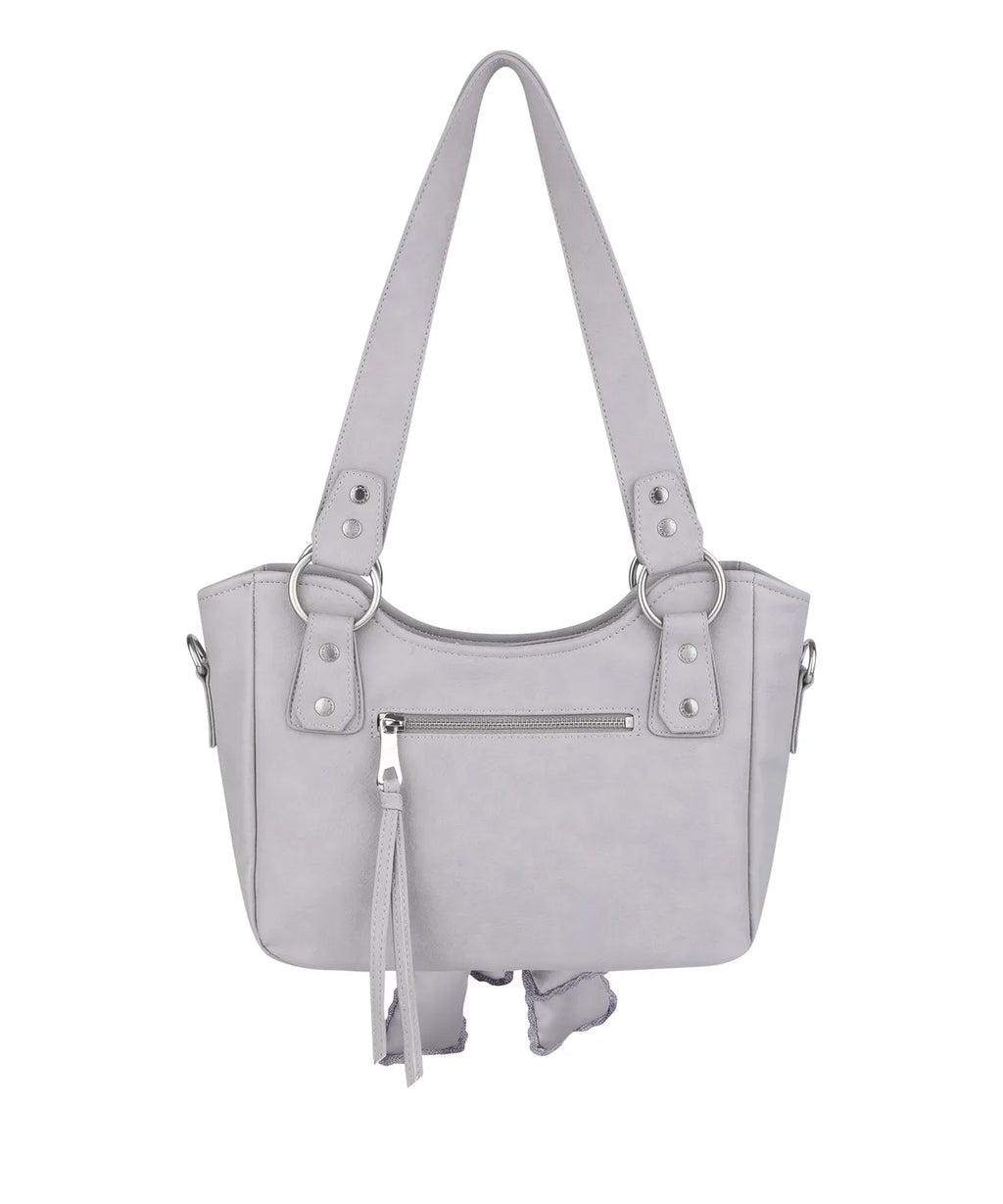 Laced Ribbon Leather Shoulder Bag (Light Purple)