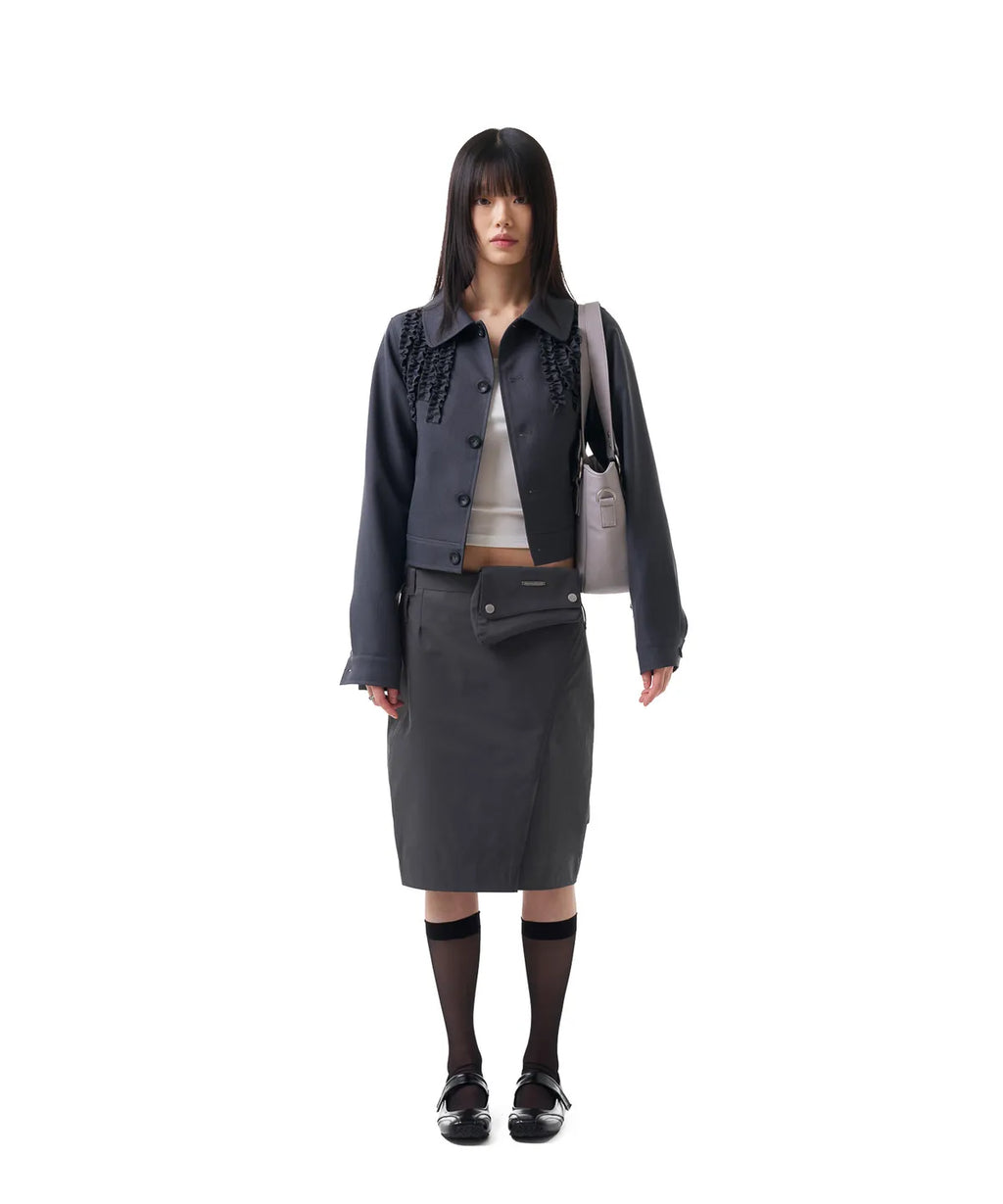 Laced Ribbon Leather Shoulder Bag (Light Purple)