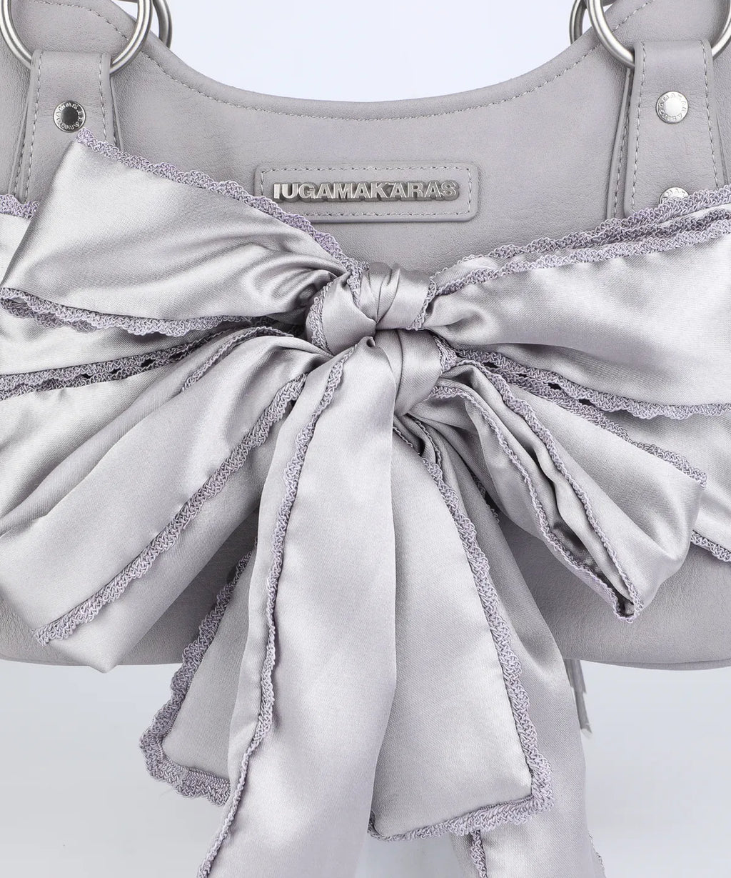 Laced Ribbon Leather Shoulder Bag (Light Purple)